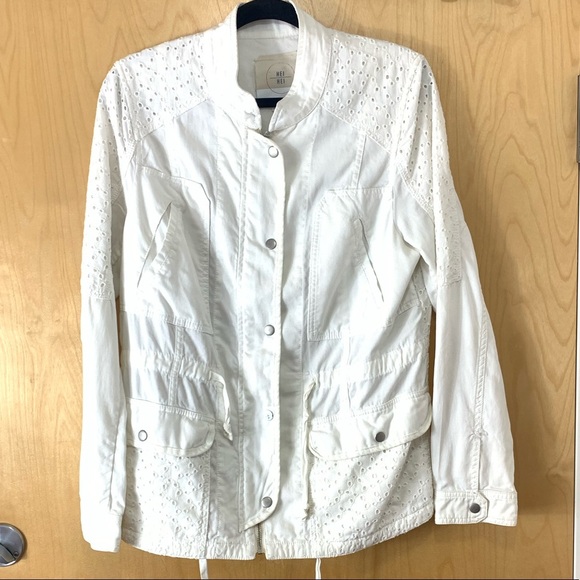 Anthropologie Hei Hei Marais Eyelet Anorak  White Jacket - Picture 3 of 14